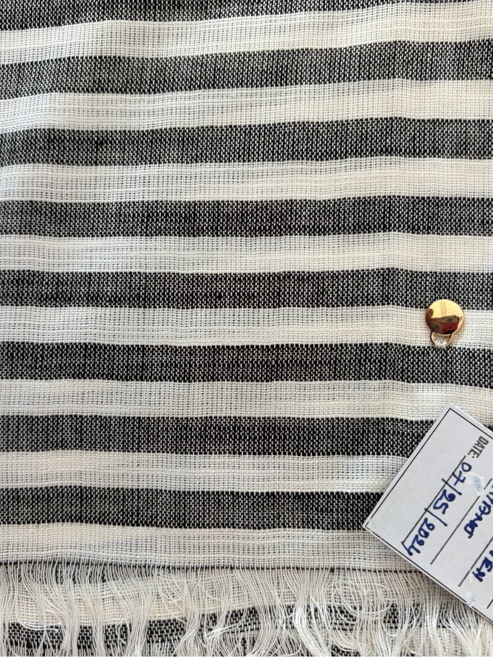 NWT, Anne Klein, Black and Off White Striped Lightweight Scarf
